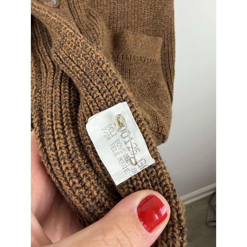 The Stronghold X Primark Cardigan Men Small Brown Heavy Chunky Cotton Knit - Picture 4 of 7